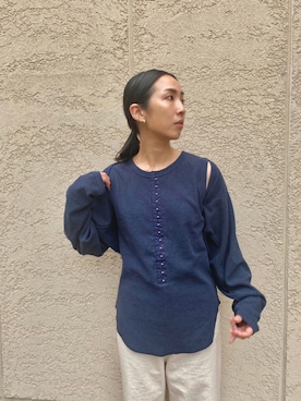 「ネイビー×ホワイト」｜BLACKBYMOUSSY_staffさん（レディース・160cm）の夏コーディネート