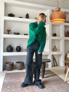 「フレアデニム」｜BLACKBYMOUSSY_staffさん（レディース・158cm）の秋コーディネート