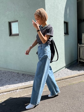 「ハイウエストデニム」｜BLACKBYMOUSSY_staffさん（レディース・158cm）の春コーディネート