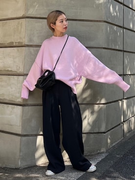 「カラー×コーデ」｜「アイテム（バッグ）」を使った、BLACKBYMOUSSY_staffさん（レディース・158cm）の秋コーディネート