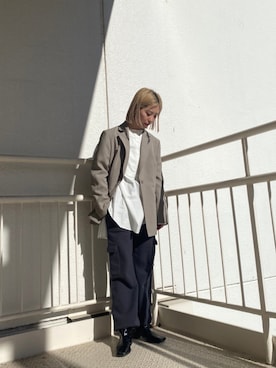 「アイテム（カーゴパンツ、グレー系）」を使った、BLACKBYMOUSSY_staffさん（レディース・160cm）の冬コーディネート