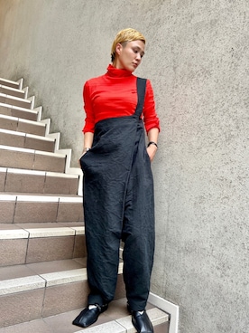 「BLACK BY MOUSSY（ブラックバイマウジー）のアイテム（オールインワン・サロペット）」を使った、BLACKBYMOUSSY_staffさん（レディース・158cm）の秋コーディネート