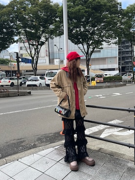 「サボ」｜遠藤花彩さん（レディース・162cm）の秋コーディネート