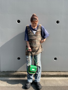 「ベスト×Tシャツ」｜遠藤花彩さん（レディース・162cm）の夏コーディネート