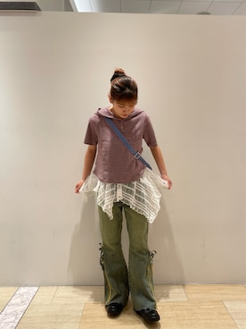 「フーディー」｜遠藤花彩さん（レディース・162cm）の夏コーディネート