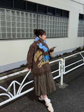 「CIAOPANIC（チャオパニック）のアイテム（スカート）」を使った、遠藤花彩さん（レディース・162cm）の秋コーディネート