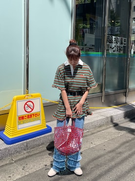 「アイテム（チュニック）」を使った、遠藤花彩さん（レディース・162cm）の秋コーディネート