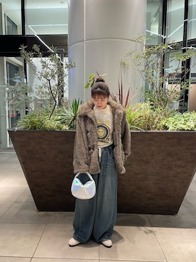 「ファーコート」｜遠藤花彩さん（レディース・162cm）の秋コーディネート