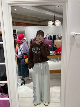 「CIAOPANIC（チャオパニック）のアイテム（カーディガン/ボレロ）」を使った、遠藤花彩さん（レディース・162cm）の冬コーディネート