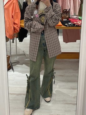 「CIAOPANIC（チャオパニック）のアイテム」を使った、遠藤花彩さん（レディース・162cm）の秋コーディネート