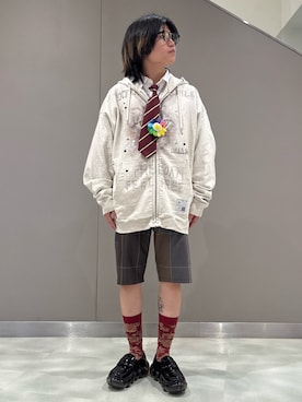 「パーカーコーデ」｜わたるさん（メンズ・161cm）の夏コーディネート
