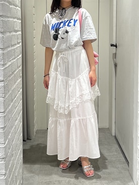 「FREE'S MART（フリーズマート）のアイテム（スカート）」を使った、yurm6さん（レディース・153cm）の夏コーディネート