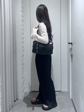 「FREE'S MART（フリーズマート）の◆【Ｓｍａｒｔ　Ｅａｓｙ】ワンタックワイドパンツ（スラックス、ブラック系）」を使った、yurm6さん（レディース・153cm）の春コーディネート