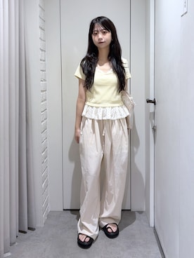 「FREE'S MART（フリーズマート）のアイテム（パンツ）」を使った、yurm6さん（レディース・153cm）の夏コーディネート