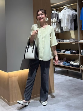 「GLOBAL WORK（グローバルワーク）のスペ軽変形3WAYBAG/234491（ショルダーバッグ、ホワイト系）」を使った、aichangwさん（レディース）の夏コーディネート