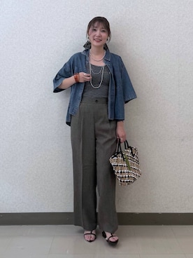 「アイテム（かごバッグ、その他）」を使った、aichangwさん（レディース・164cm）の夏コーディネート