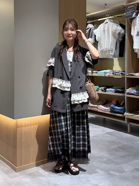 「GLOBAL WORK（グローバルワーク）のサラサラDRYスクエアタンク/636753（タンクトップ、ホワイト系）」を使った、aichangwさん（レディース）の夏コーディネート