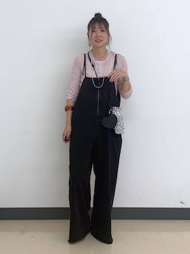 「GLOBAL WORK（グローバルワーク）のサラサラヘンリーネック長袖プルオーバー/1017895（Tシャツ/カットソー、ピンク系）」を使った、aichangwさん（レディース）の夏コーディネート