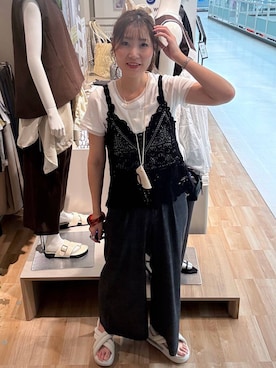 「アイテム（かごバッグ、その他）」を使った、aichangwさん（レディース・164cm）の夏コーディネート