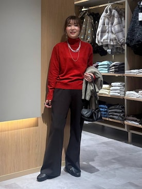 「GLOBAL WORK（グローバルワーク）のダンボールフレアパンツ/1049213（その他パンツ、ブラック系）」を使った、aichangwさん（レディース）の秋コーディネート
