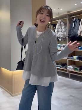 「GLOBAL WORK（グローバルワーク）のヘビロッTEEレース切り替え/1054499（Tシャツ/カットソー、ホワイト系）」を使った、aichangwさん（レディース）の秋コーディネート