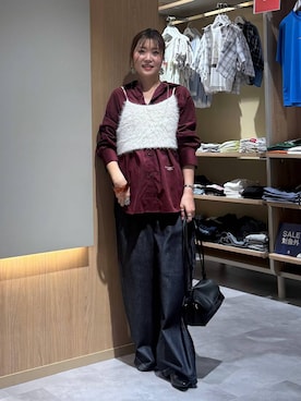 「GLOBAL WORK（グローバルワーク）のシャギービスチェ/1051191（ベスト、ホワイト系）」を使った、aichangwさん（レディース）の秋コーディネート