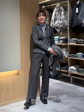 「GLOBAL WORK（グローバルワーク）のらくっション晴雨兼用マニッシュシューズ/1046462（その他シューズ、ブラック系）」を使った、aichangwさん（レディース）の秋コーディネート