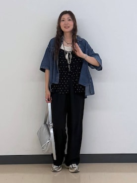 「LEPSIM（レプシィム）の3連ボールネックレス　287544（ネックレス、シルバー系）」を使った、aichangwさん（レディース）の春コーディネート