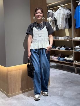 「LEPSIM（レプシィム）の3連ボールネックレス　287544（ネックレス、シルバー系）」を使った、aichangwさん（レディース）の夏コーディネート