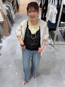 「LEPSIM（レプシィム）の3連ボールネックレス　287544（ネックレス、シルバー系）」を使った、aichangwさん（レディース）の夏コーディネート