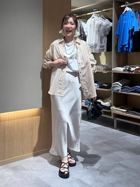 「LEPSIM（レプシィム）の3連ボールネックレス　287544（ネックレス、シルバー系）」を使った、aichangwさん（レディース）の春コーディネート