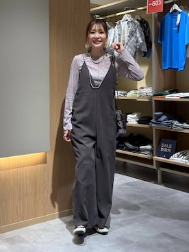 「GLOBAL WORK（グローバルワーク）のチュールフロッキー2WAYプルオーバー/1046122（Tシャツ/カットソー、グレー系）」を使った、aichangwさん（レディース）の秋コーディネート
