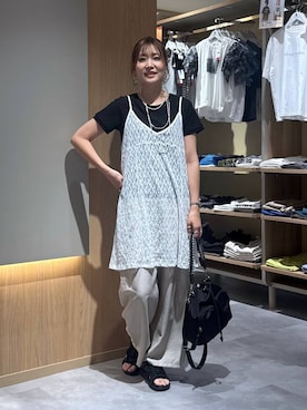「LEPSIM（レプシィム）の3連ボールネックレス　287544（ネックレス、シルバー系）」を使った、aichangwさん（レディース）の夏コーディネート