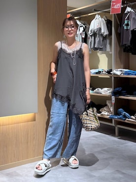 「アイテム（かごバッグ、その他）」を使った、aichangwさん（レディース・164cm）の夏コーディネート