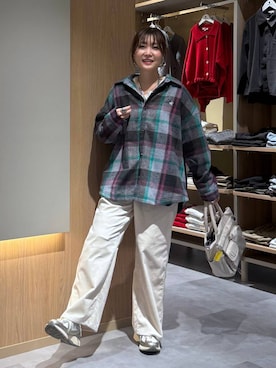 「GLOBAL WORK（グローバルワーク）のチュールフロッキー2WAYプルオーバー/1046122（Tシャツ/カットソー、ベージュ系）」を使った、aichangwさん（レディース）の秋コーディネート