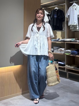 「LEPSIM（レプシィム）の3連ボールネックレス　287544（ネックレス、シルバー系）」を使った、aichangwさん（レディース）の夏コーディネート