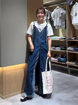 「GLOBAL WORK（グローバルワーク）のGOODデニムバレルCOOL/627009（デニムパンツ、ブルー系）」を使った、aichangwさん（レディース）の夏コーディネート
