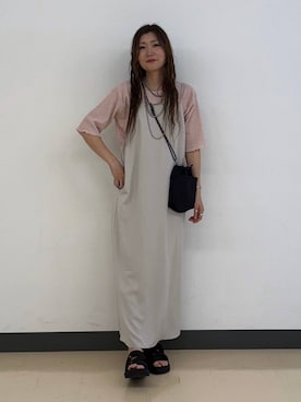 「LEPSIM（レプシィム）の3連ボールネックレス　287544（ネックレス、シルバー系）」を使った、aichangwさん（レディース）の春コーディネート