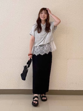 「LEPSIM（レプシィム）の3連ボールネックレス　287544（ネックレス、シルバー系）」を使った、aichangwさん（レディース）の夏コーディネート