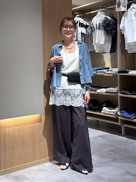 「LEPSIM（レプシィム）の3連ボールネックレス　287544（ネックレス、シルバー系）」を使った、aichangwさん（レディース）の夏コーディネート