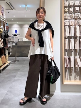 「LEPSIM（レプシィム）の3連ボールネックレス　287544（ネックレス、シルバー系）」を使った、aichangwさん（レディース）の夏コーディネート