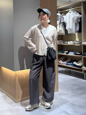 「GLOBAL WORK（グローバルワーク）のUVカットカーデ/636776（カーディガン/ボレロ、ベージュ系）」を使った、aichangwさん（レディース）の春コーディネート