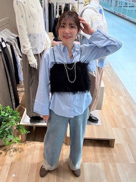 「LEPSIM（レプシィム）の3連ボールネックレス　287544（ネックレス、シルバー系）」を使った、aichangwさん（レディース）の秋コーディネート