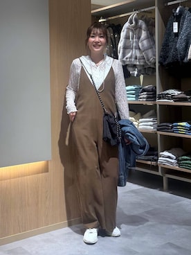 「GLOBAL WORK（グローバルワーク）のストレッチ総レースフーディー/1054133（Tシャツ/カットソー、ホワイト系）」を使った、aichangwさん（レディース）の秋コーディネート