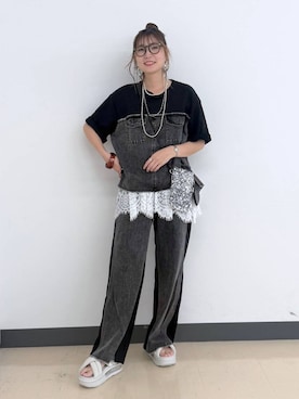 「LEPSIM（レプシィム）の3連ボールネックレス　287544（ネックレス、シルバー系）」を使った、aichangwさん（レディース）の夏コーディネート