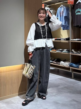 「アイテム（かごバッグ、その他）」を使った、aichangwさん（レディース・164cm）の夏コーディネート