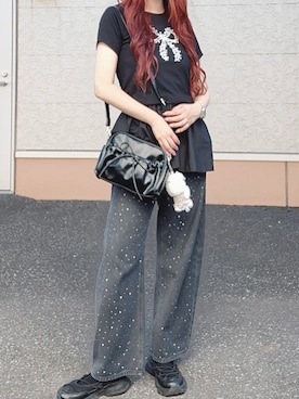 「アイテム（キーホルダー）」を使った、sayoさん（レディース・163cm）の夏コーディネート