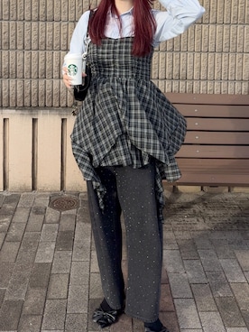 「アイテム（チュニック）」を使った、sayoさん（レディース・163cm）の秋コーディネート