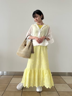 「アイテム（スカート、イエロー系）」を使った、chiさん（レディース・149cm）の夏コーディネート