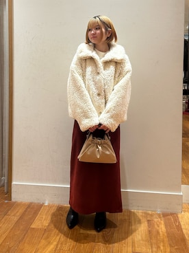 「アイテム（ムートンコート）」を使った、chiさん（レディース・149cm）の冬コーディネート